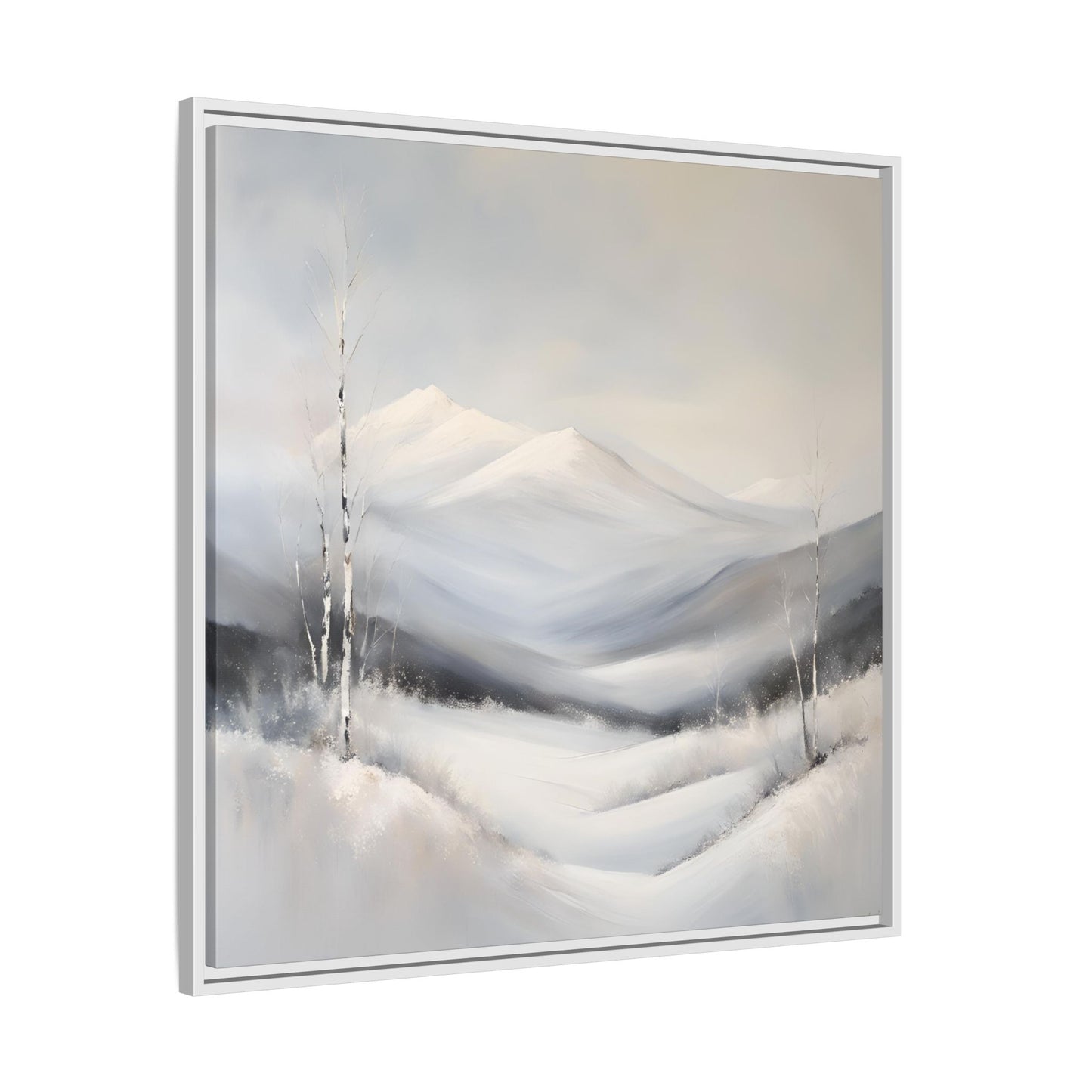 Modern Abstract Mountain Design Unique Framed Canvas Wall Art Snowy Gift Nature Lover Gift 3 frame colors