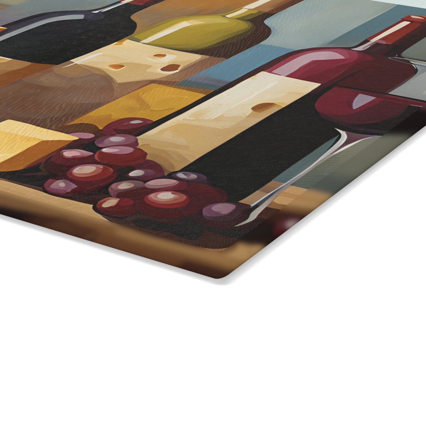 Kitchen Decor Glass Cutting Board Serving Tray with Wine and Cheese Design Cutting Board Gift for Home Cook Charcuterie Board