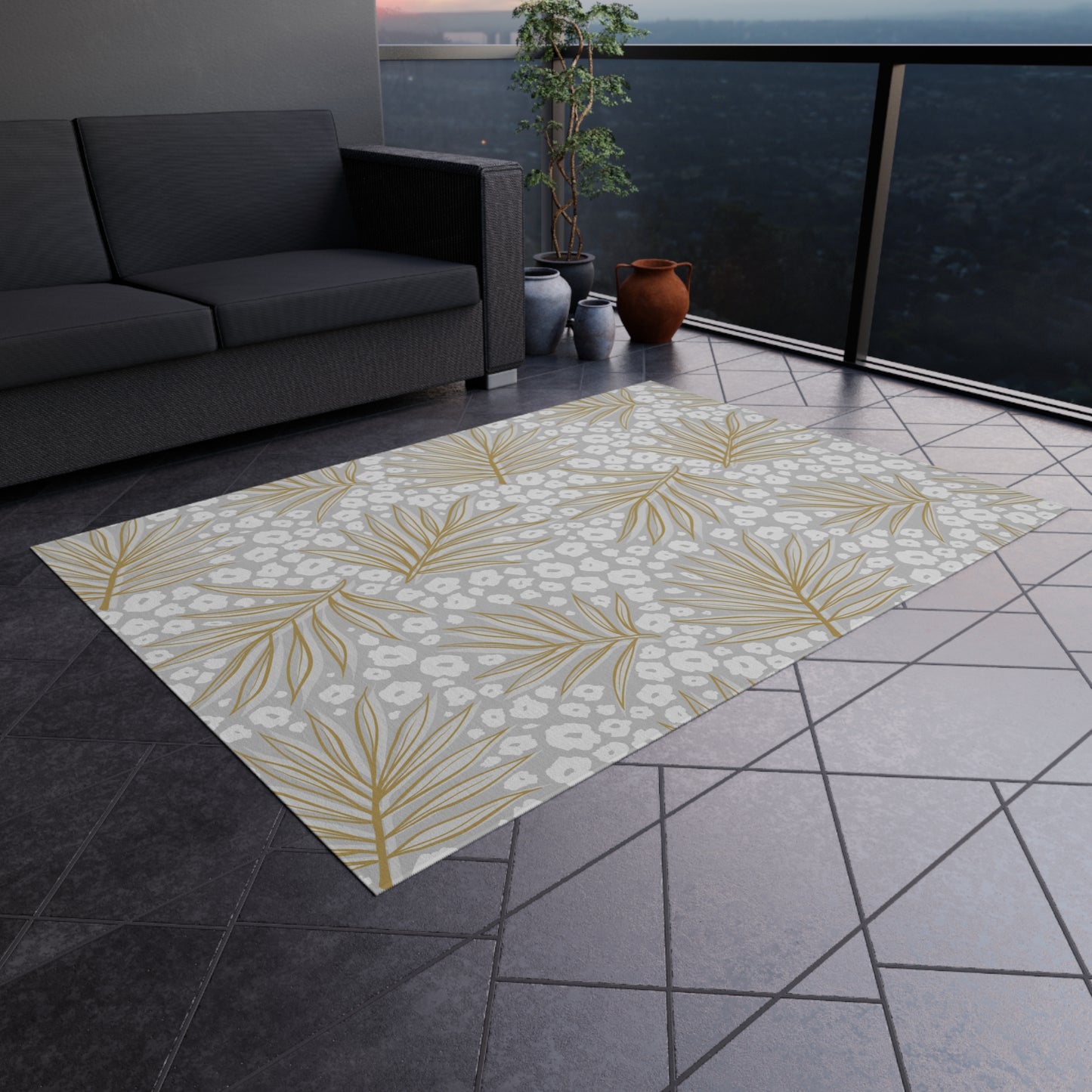 Chenille Outdoor Rug with No-Skid Backing Cozy Outdoor Carpet Patio Decor Gazebo Rug Pool Area Decor Outdoor Damask Pattern Kitchen Carpet