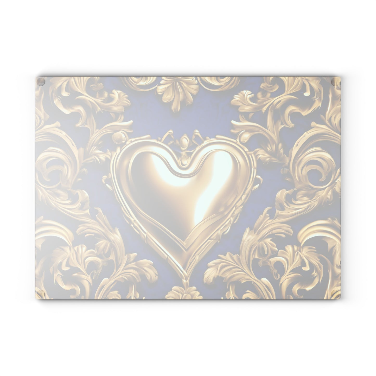 Kitchen Decor Glass Cutting Board Serving Tray with Heart Design Retro Damask Pattern Cutting Board Gift for Home Cook Charcuterie Board