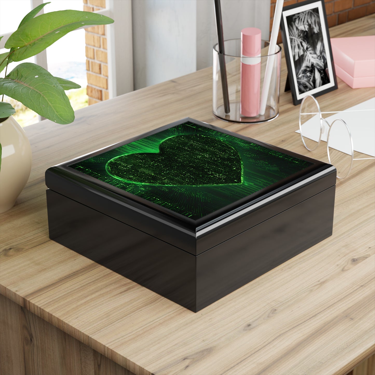 Unique Computer Matrix Art Print Design Jewelry Box Trinket Box Bedroom Dresser Decor Vanity Gift Box - 3 colors to choose from