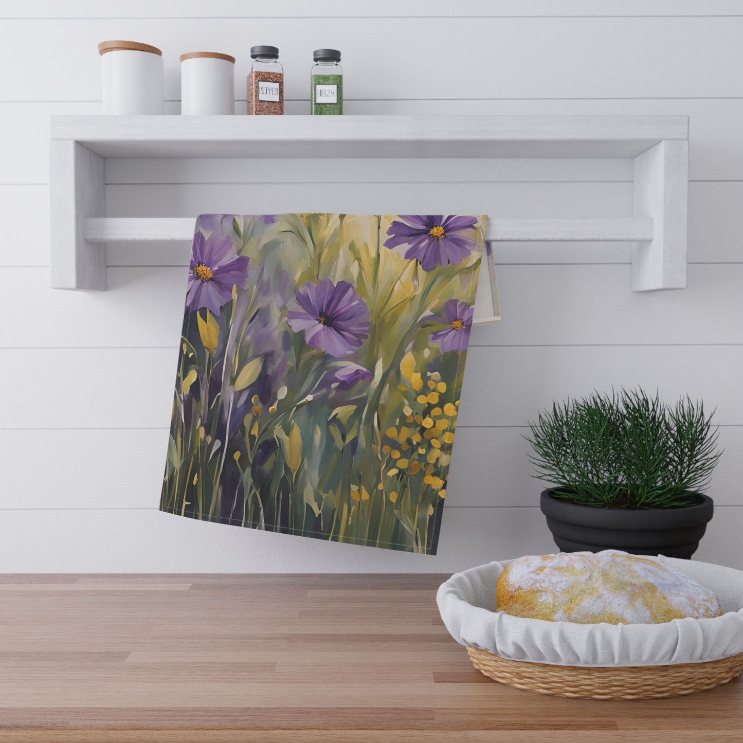 Floral Kitchen Tea Towel Pastel Dish Towel Durable Hand Towel Gift for Flower Lover Whimsical Home Decor Decorative Kitchen Cotton Twill