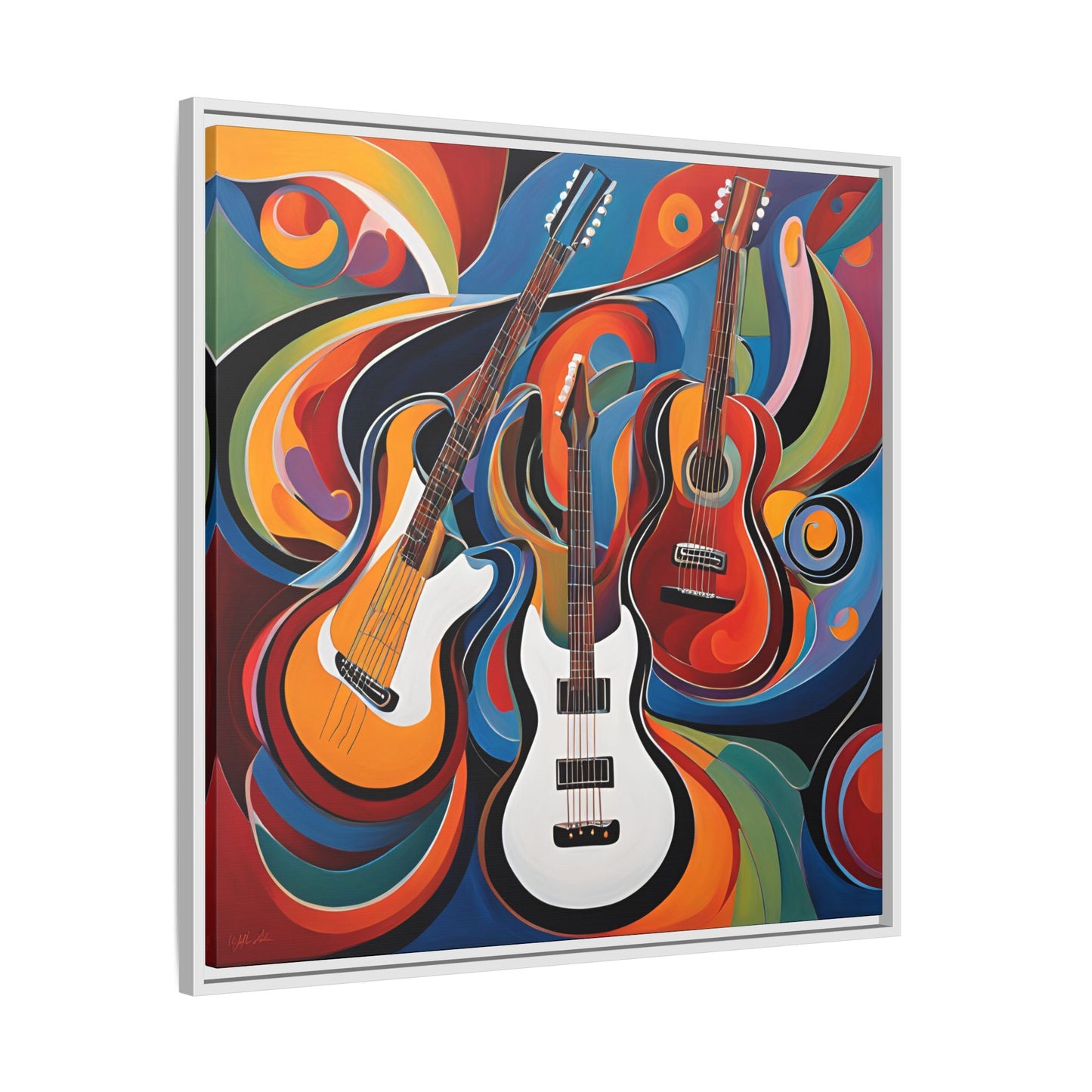 Modern Music-Themed Print Abstract Design Unique Framed Canvas Print Guitar Wall Art Music Lover Gift Decor 3 frame colors