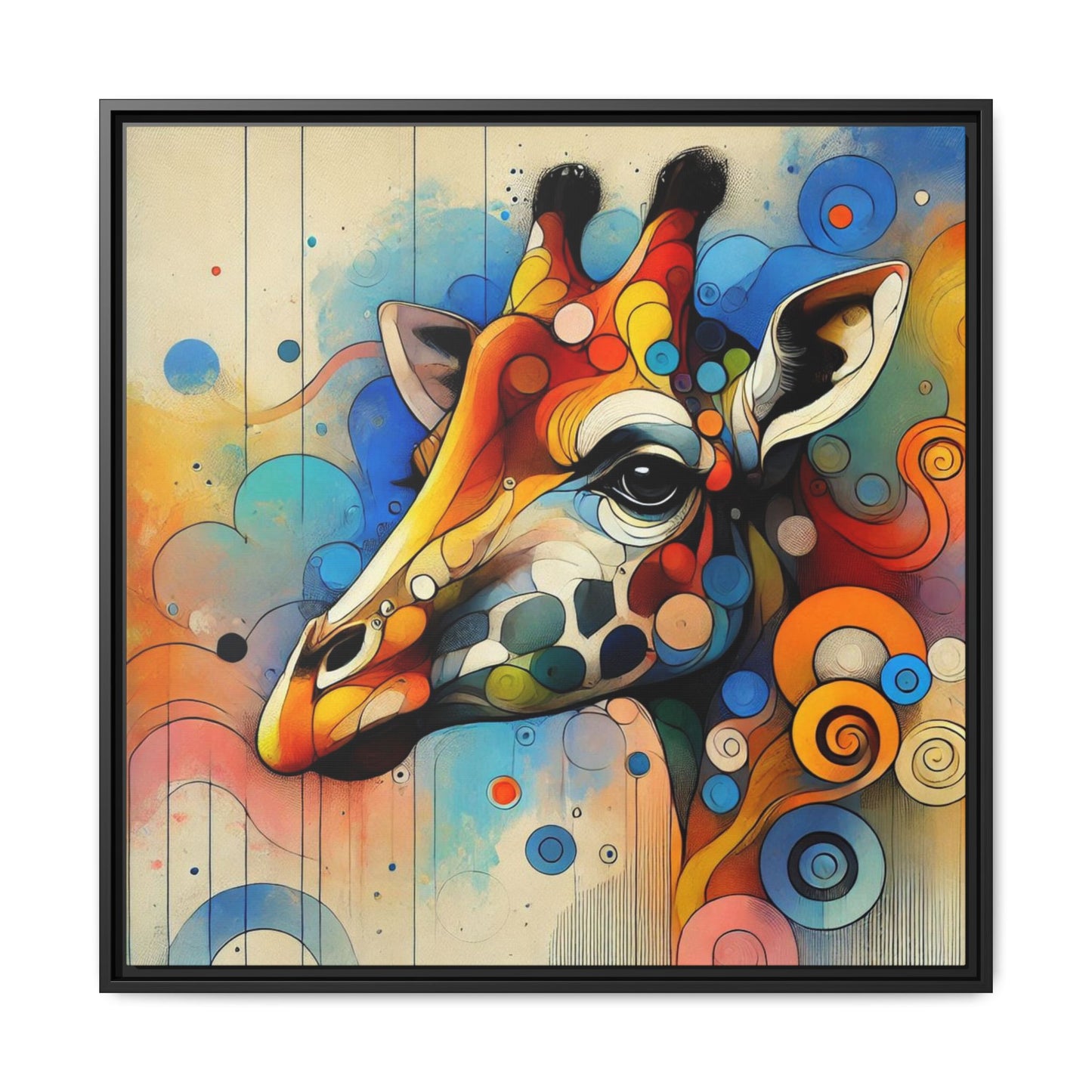 Modern Giraffe Print Abstract Design Unique Framed Canvas Print African Wall Art Animal Lover Gift Nature Lover Decor 3 frame colors