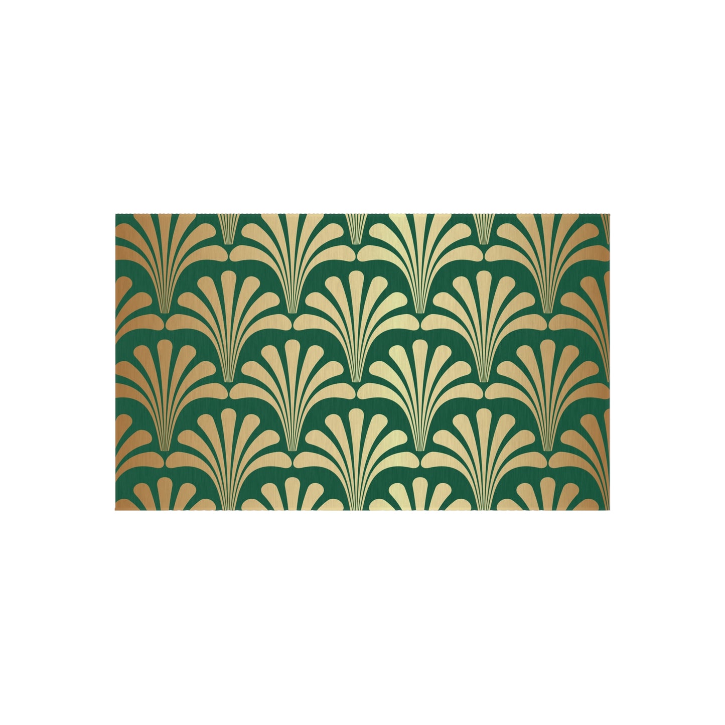Chenille Outdoor Rug with No-Skid Backing Cozy Green and Gold Outdoor Carpet Patio Decor Gazebo Rug Pool Area Decor Outdoor Kitchen Rug