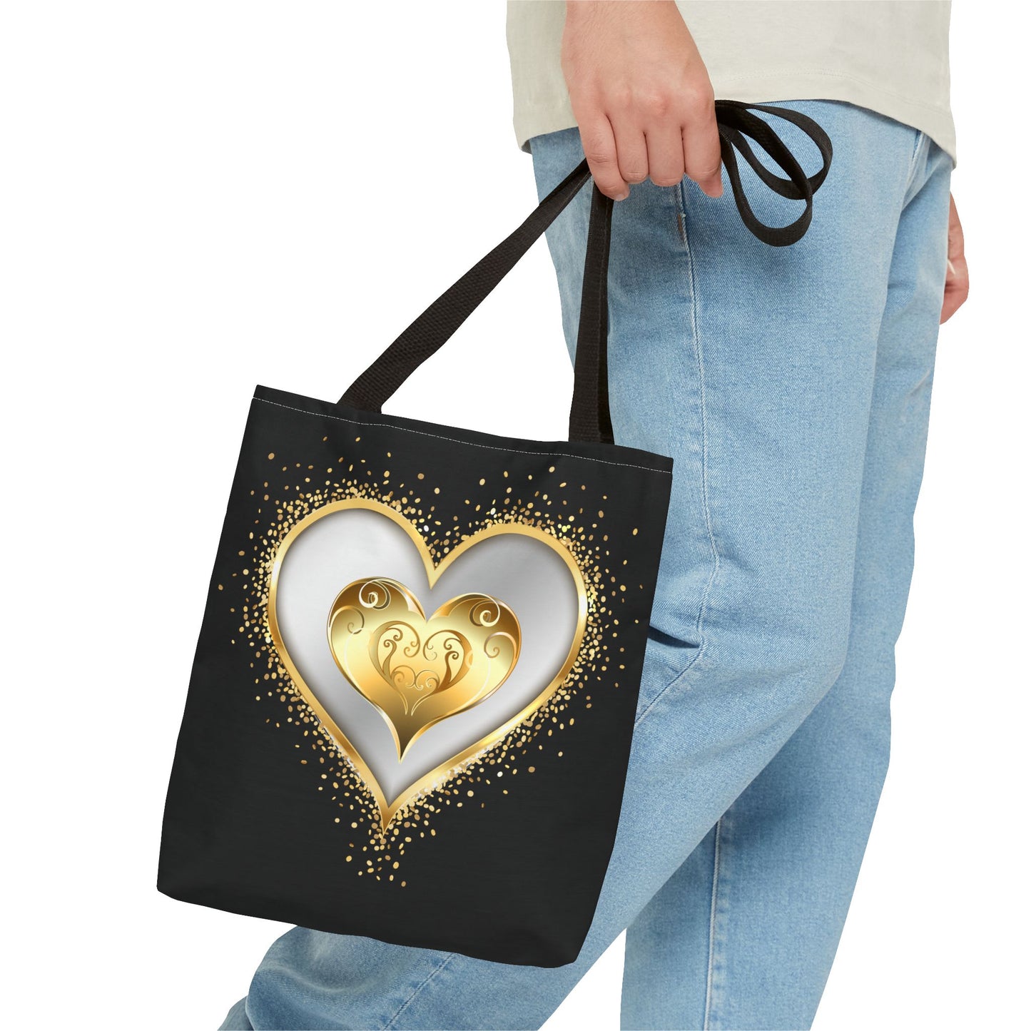 Heart Tote Bag | Carryall | Gold & Silver | Love | Happiness | Friendship |