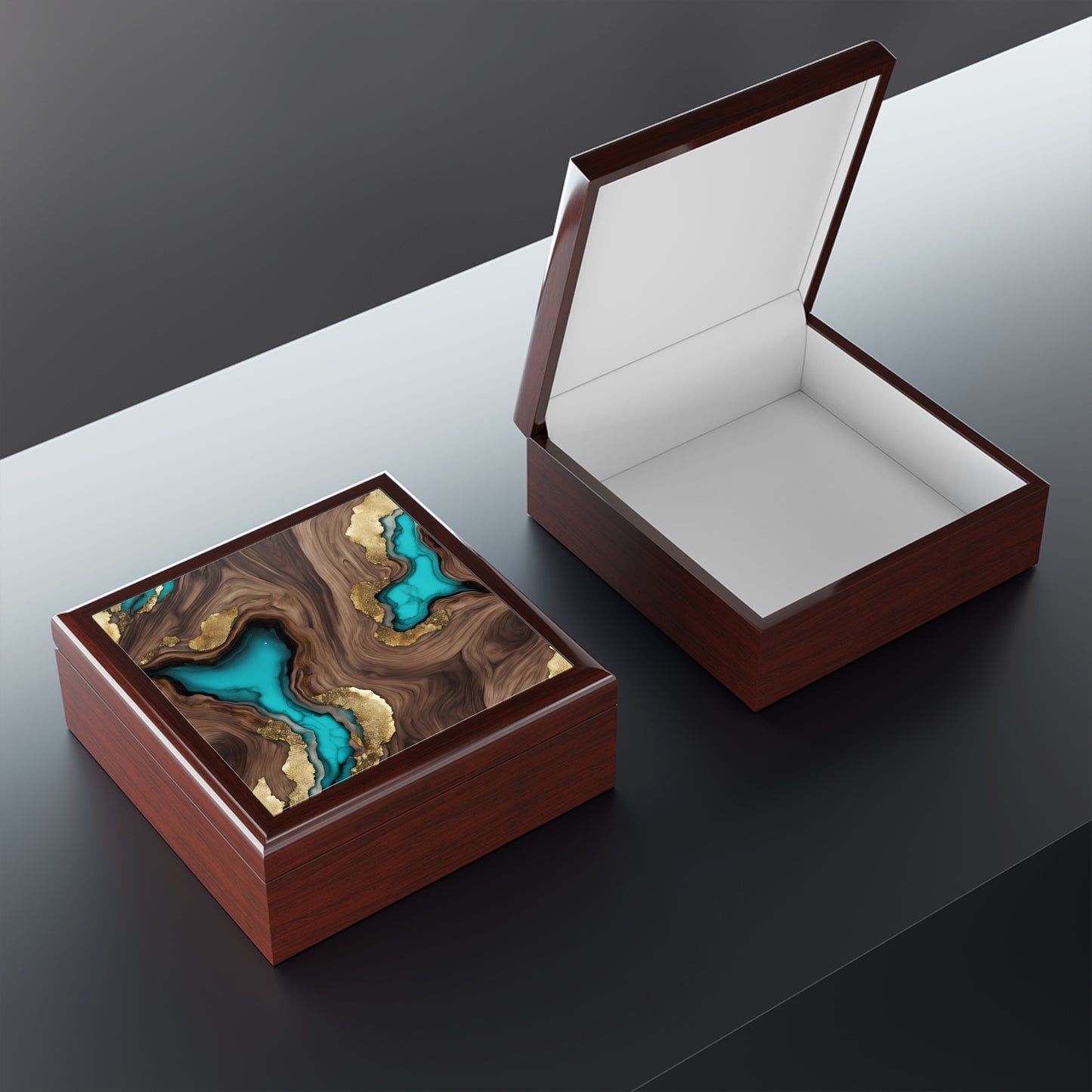 Unique Art Print Design Jewelry Box Trinket Box Bedroom Dresser Decor Vanity Gift Box - 3 colors to choose from