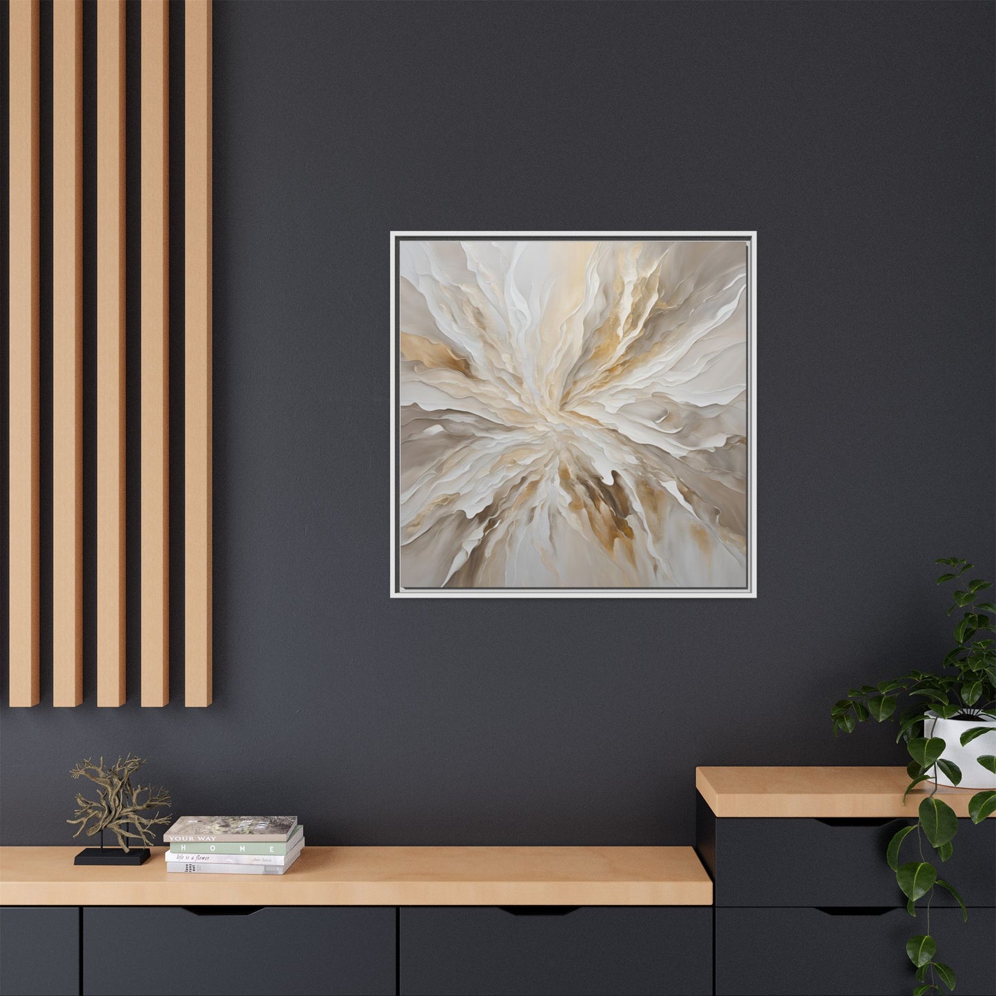 Modern Abstract Floral Design Unique Framed Canvas Wall Art Starburst Gift Nature Lover Gift Garden Lover Gift 3 frame colors