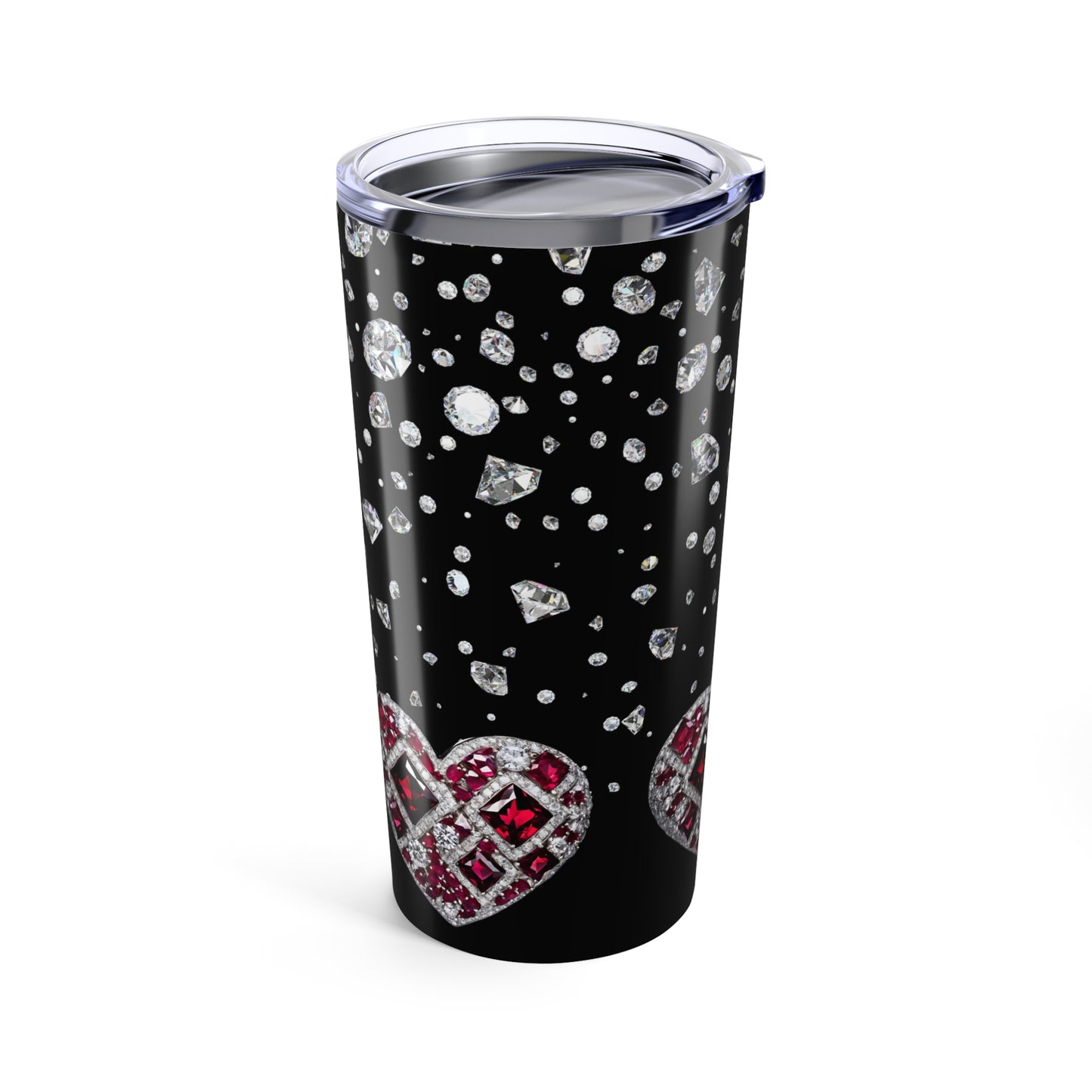 Ruby and Diamond Hearts Tumbler Valentine's Gift for Her Love Friendship Gift Tumbler Gemstone Lover Rhinestone Crystal Design Tumbler