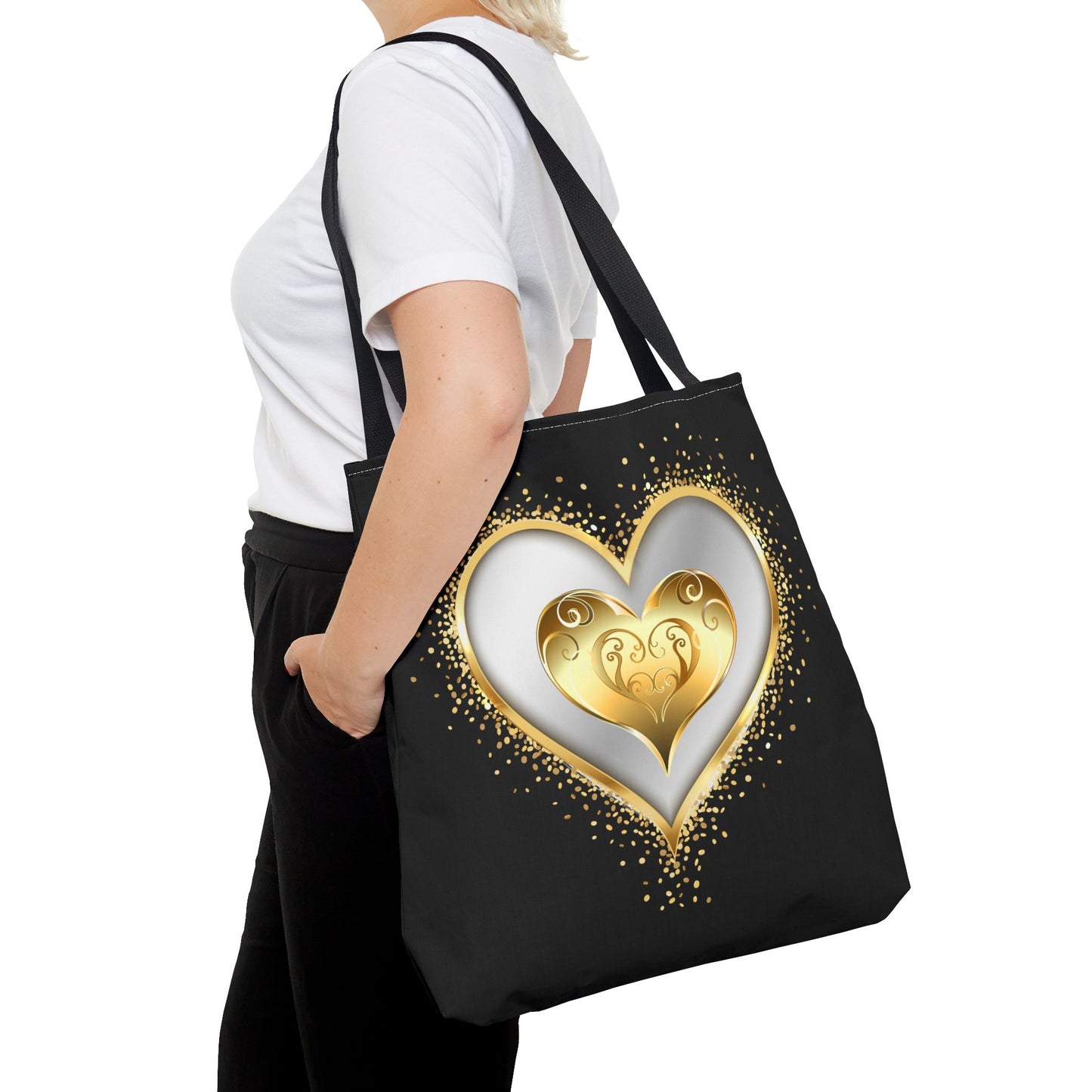 Heart Tote Bag | Carryall | Gold & Silver | Love | Happiness | Friendship |