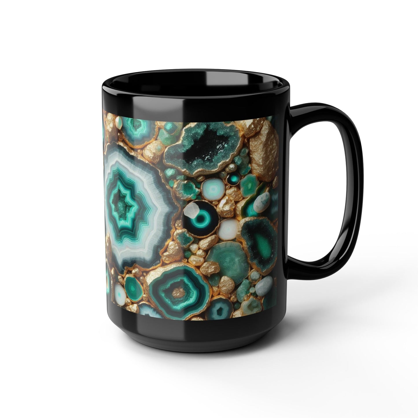 Ceramic Coffee Mug Quartz-Inspired Agate Image Nature Lover Ceramic Unique Colorful Teacup Geode Rock Gemstone Lover Ceramic 15 oz Mug