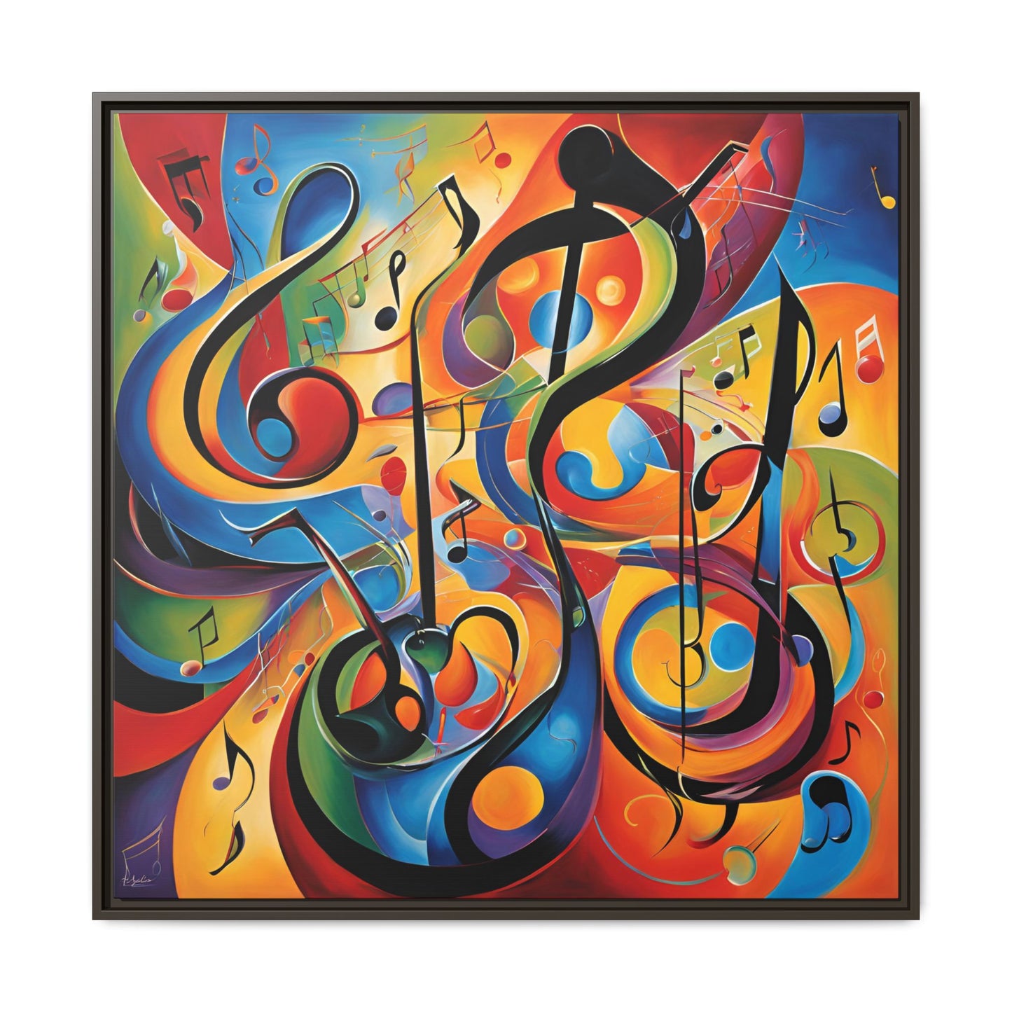 Modern Music-Themed Print Abstract Design Unique Framed Canvas Print Treble Clef Note Wall Art Music Lover Gift Decor 3 frame colors