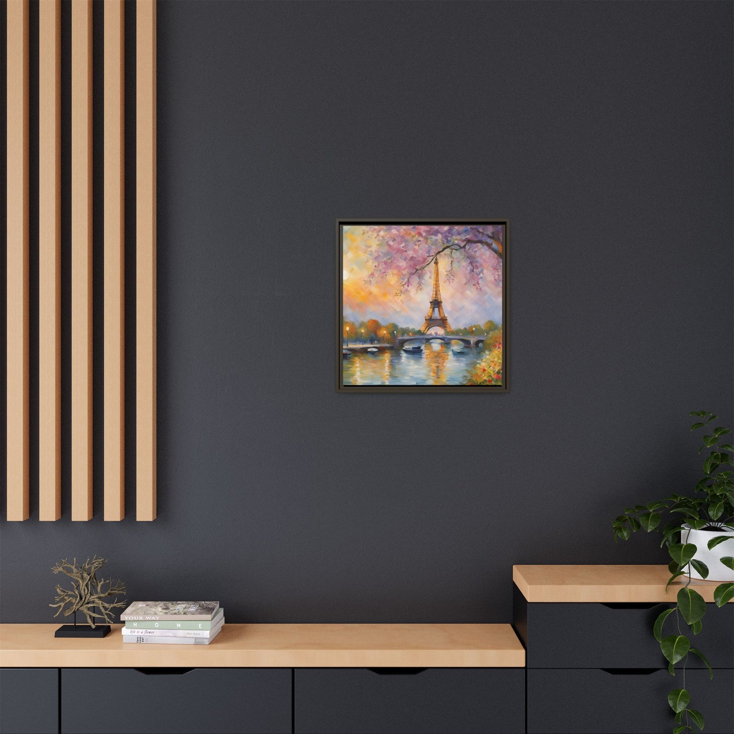 Modern Abstract Eiffel Tower Design Unique Framed Canvas Landscape Wall Art Paris France Gift Nature Lover Gift 3 frame colors