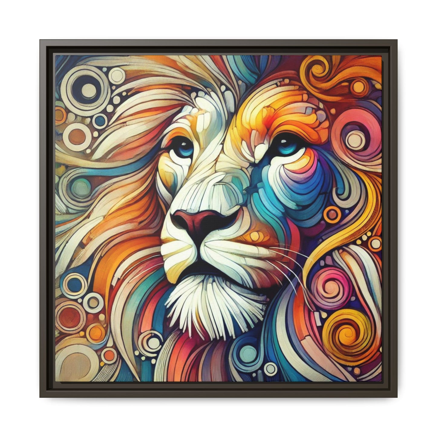 Modern Lion Print Abstract Design Unique Framed Canvas Print King of Jungle Wall Art Animal Lover Gift Nature Lover Decor 3 frame colors