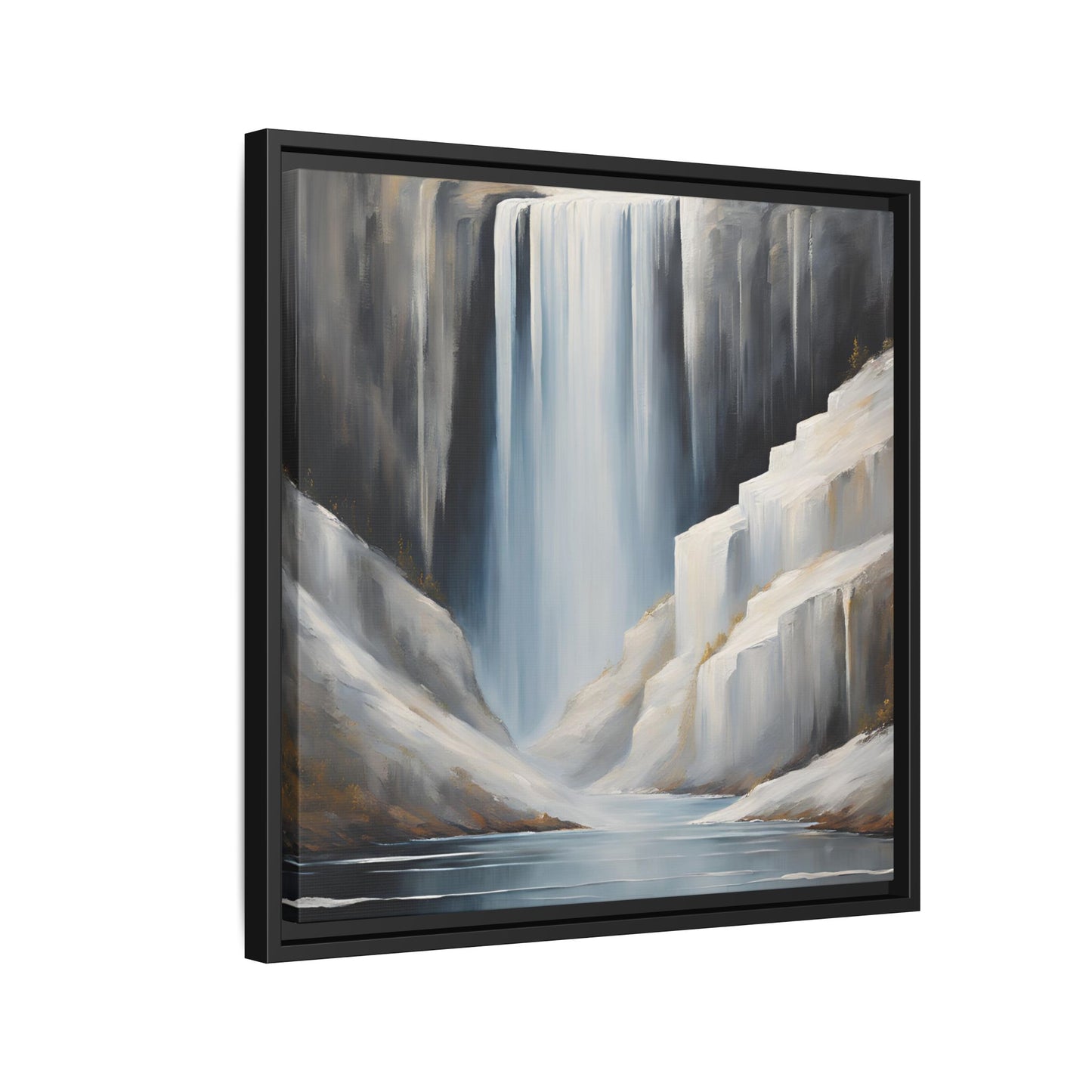 Modern Abstract Waterfall Design Unique Framed Canvas Wall Art Ocean Beach Gift Nature Lover Gift Mountain Landscape Gift 3 frame colors