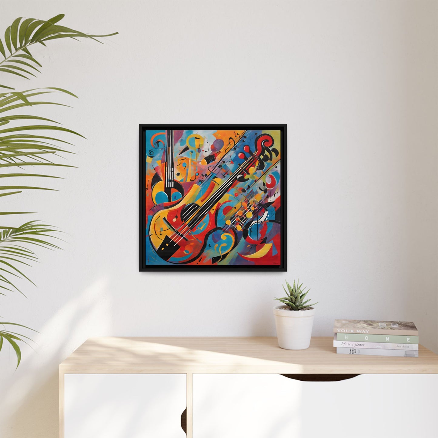 Modern Music-Themed Print Abstract Design Unique Framed Canvas Print Guitar Wall Art Music Lover Gift Decor 3 frame colors