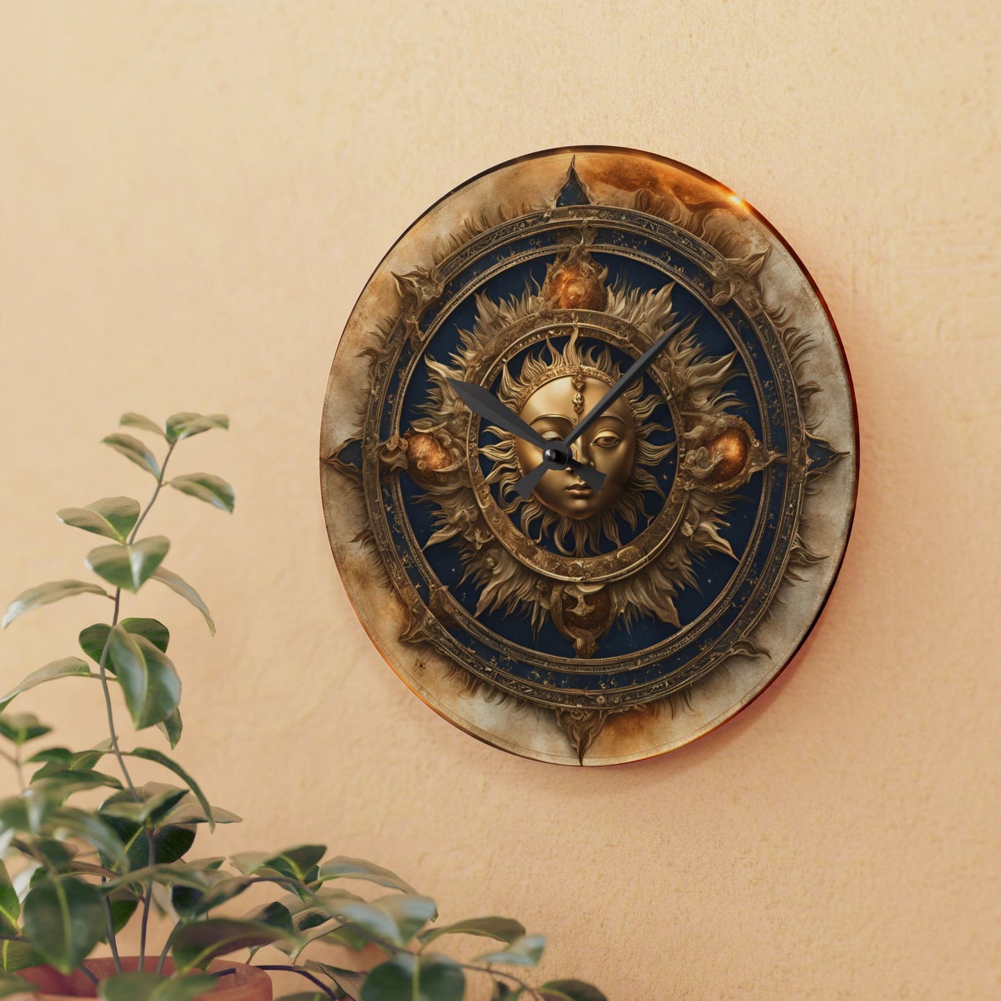 Boho Celestial Design Acrylic Office Clock Unique Colorful Wall Clock for Kitchen or Living Room Astrological Gift