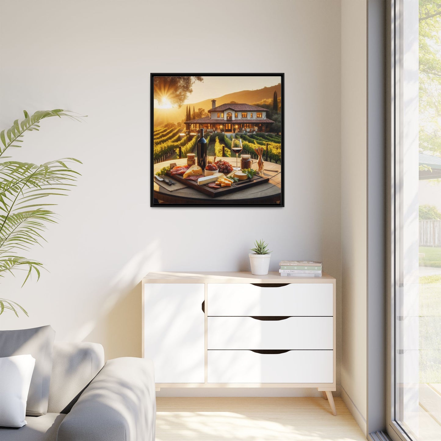 Vineyard Design Unique Framed Canvas Wall Art Gift Nature Lover Landscape Decor Wine Lover Gift Grape Vines Image 3 frame colors