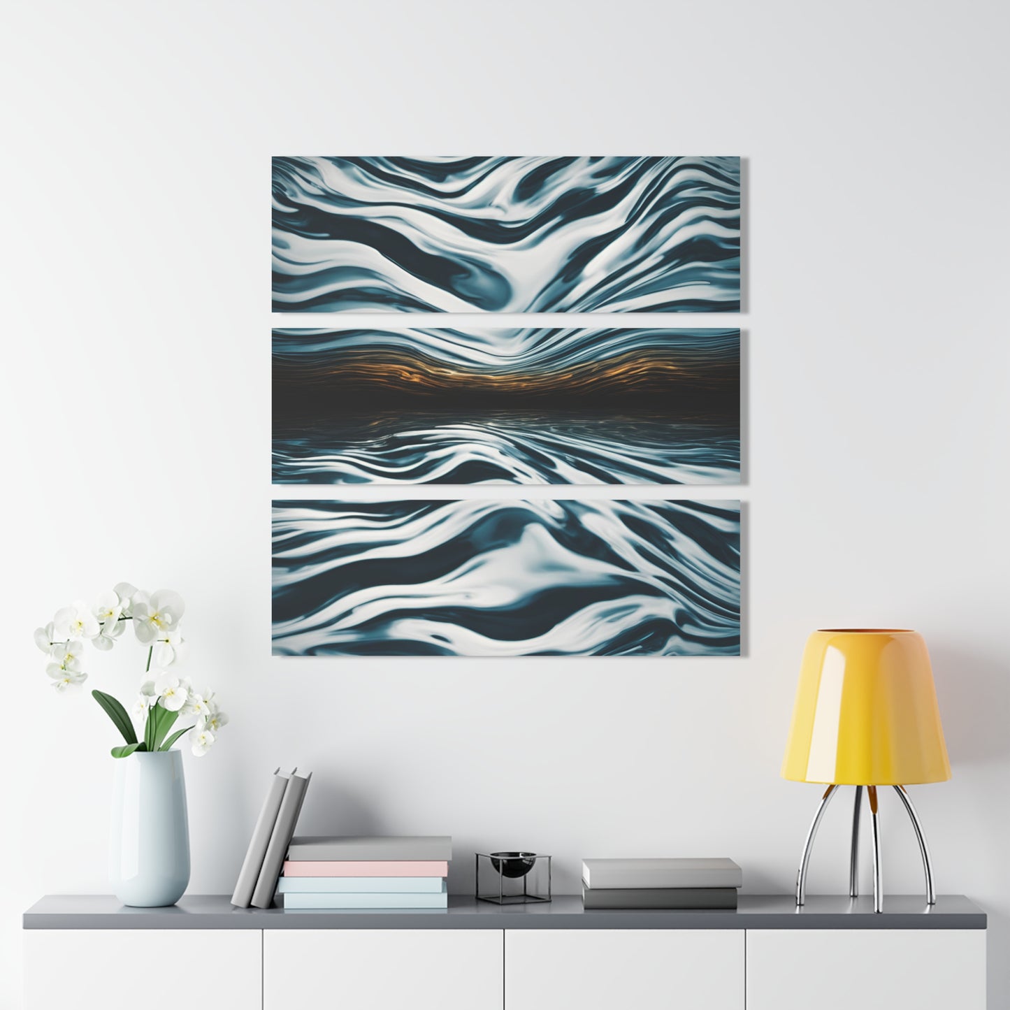 Modern Water Ripple Design Triptych Acrylic Print Wall Art Unique Water Themed Interior Acrylic Decor