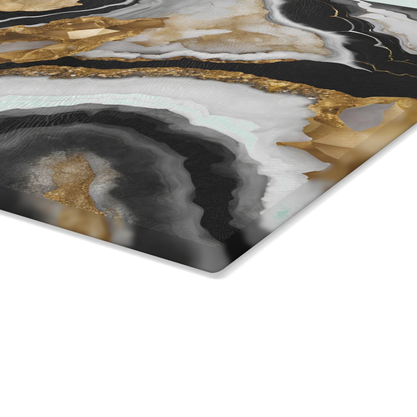 Kitchen Decor Glass Geode Agate-Themed Image Unique Rock Lover Cutting Board Serving Tray Home Cook Gift Marble-look Glass Charcuterie Board