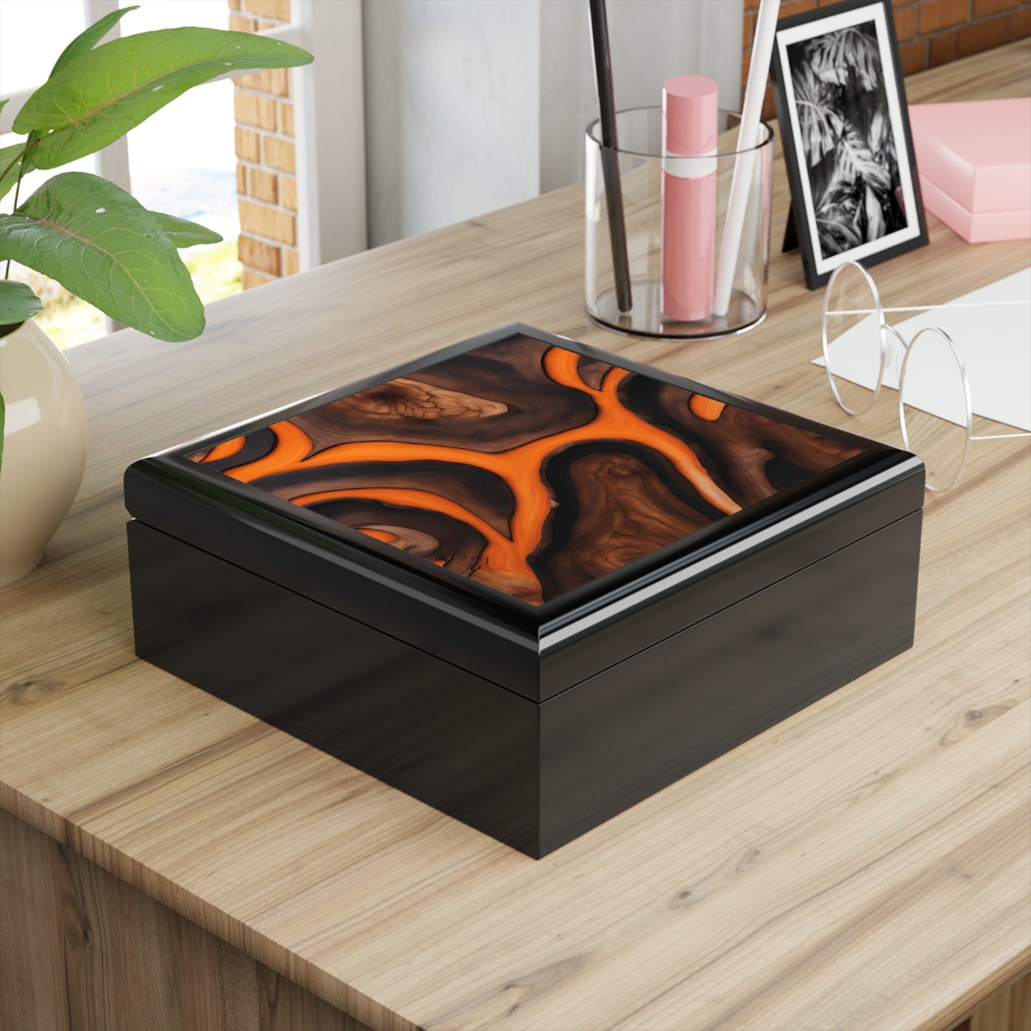 Unique Art Print Design Jewelry Box Trinket Box Bedroom Dresser Decor Vanity Gift Box - 3 colors to choose from