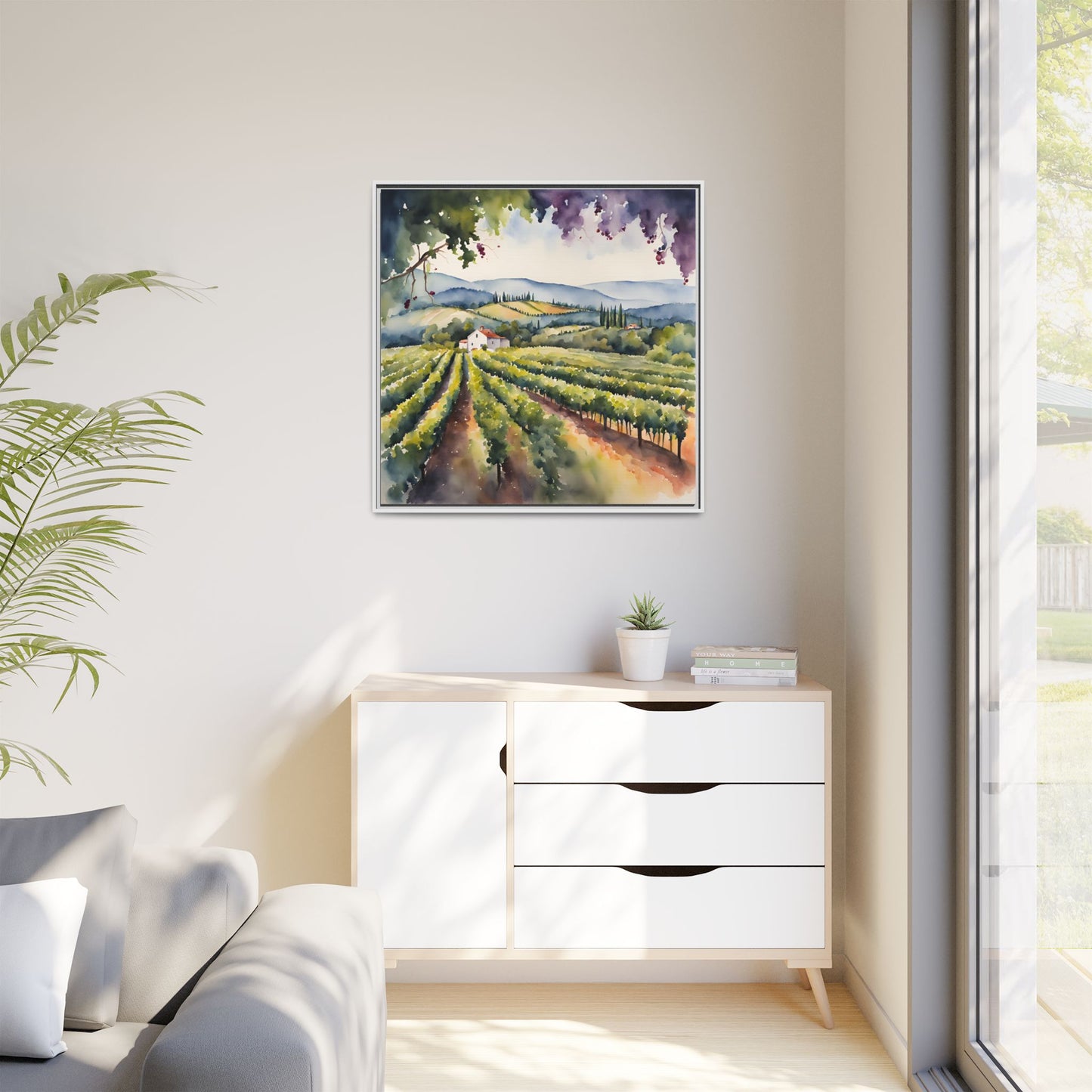 Vineyard Design Unique Framed Canvas Wall Art Gift Nature Lover Landscape Decor Wine Lover Gift Grape Vines Image 3 frame colors