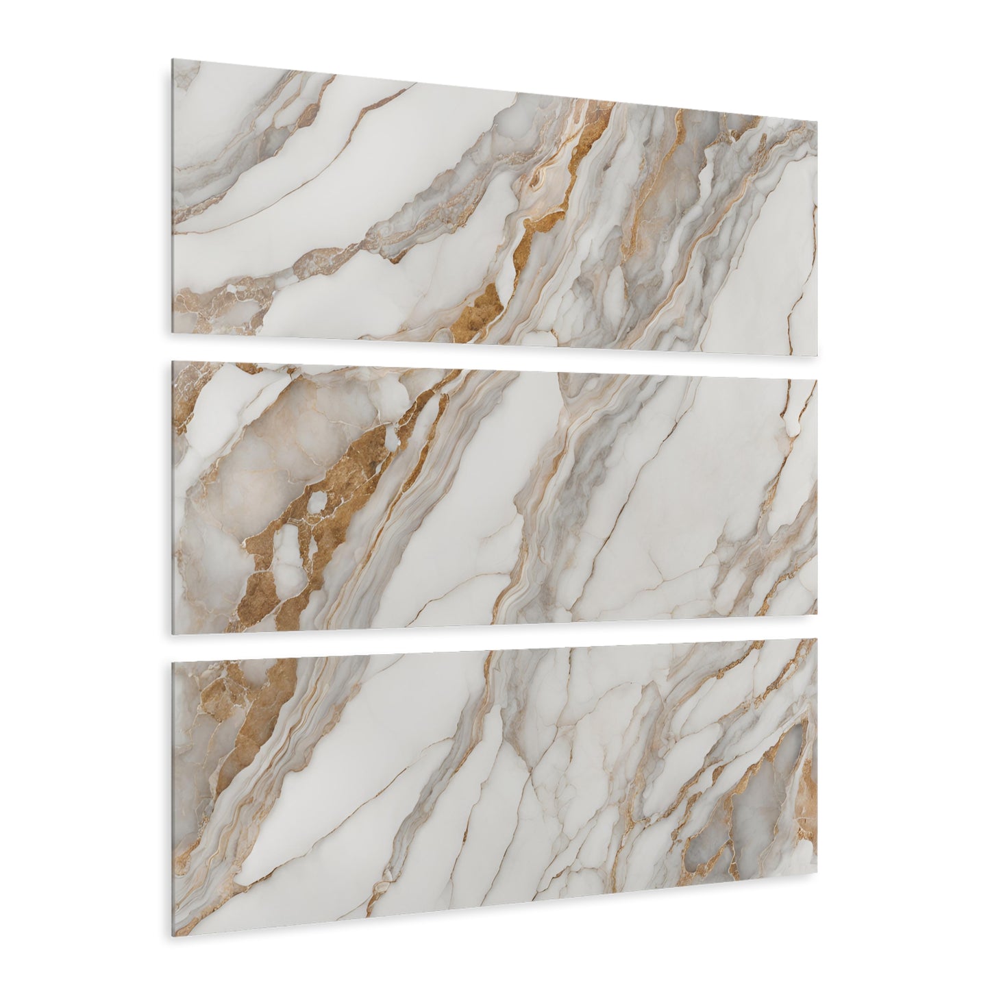 Acrylic Calacatta Quartz-Inspired Marble-look Design Triptych 3-Panel Acrylic Print Wall Art Nature Lover Gift Geology Rock Lover Gift