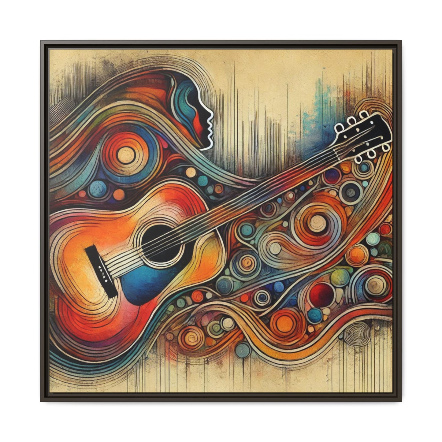 Modern Music-Themed Print Abstract Design Unique Framed Canvas Print Guitar Wall Art Music Lover Gift Decor 3 frame colors