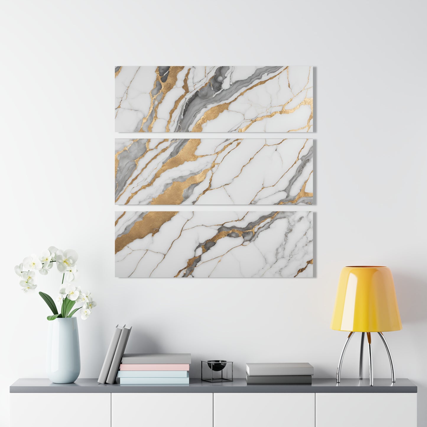 Acrylic Calacatta Quartz-Inspired Marble-look Design Triptych 3-Panel Acrylic Print Wall Art Nature Lover Gift Geology Rock Lover Gift