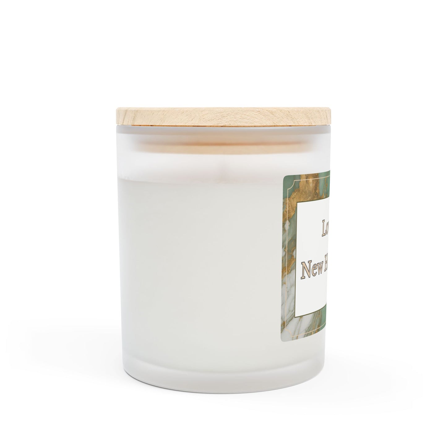 Artisanal Coconut Soy Frosted Glass Candle with Wooden Wick and Raw Maple Lid 11 oz Hand Poured Candle for New Home Owner 50 hrs burn time