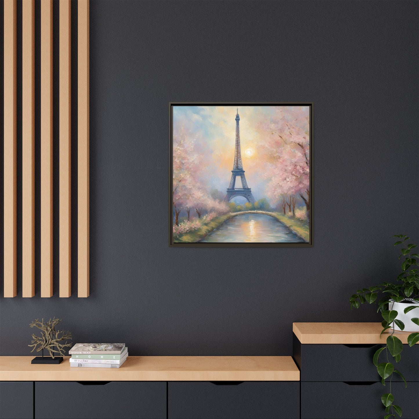 Modern Abstract Pastel Eiffel Tower Design Unique Framed Colorful Canvas Landscape Wall Art Paris France Gift Landscape Gift 3 frame colors