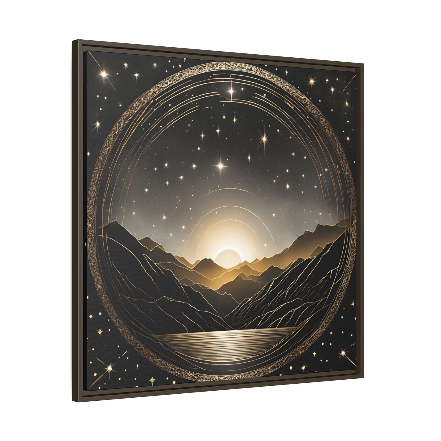 Boho Celestial Design Unique Framed Canvas Wall Art Sun and Stars Astrological Gift Nature Lover Gift Astronomy Gift 3 frame color choices