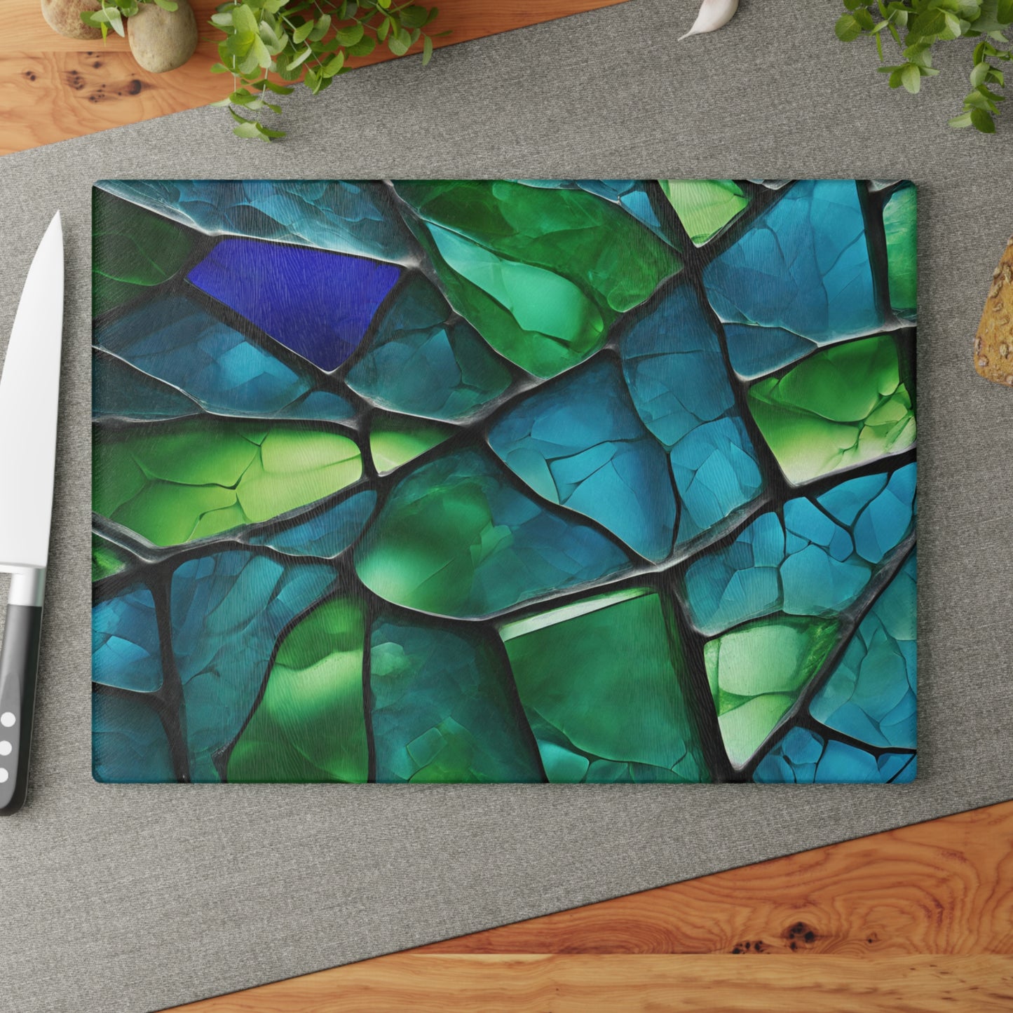 Kitchen Decor Glass Cutting Board Serving Tray with Crackle Design Cutting Board Gift for Home Cook Fun Glass Charcuterie Board