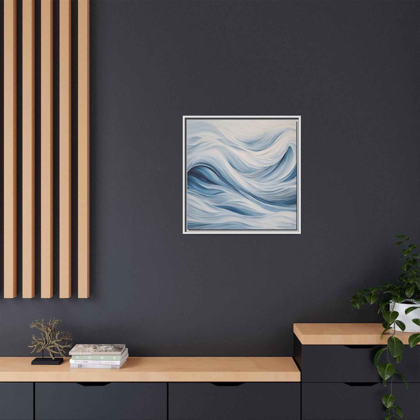 Modern Abstract Wave Design Unique Framed Print Canvas Wall Art Ocean Beach Gift Nature Lover Gift Underwater Sea Lover Gift 3 frame colors
