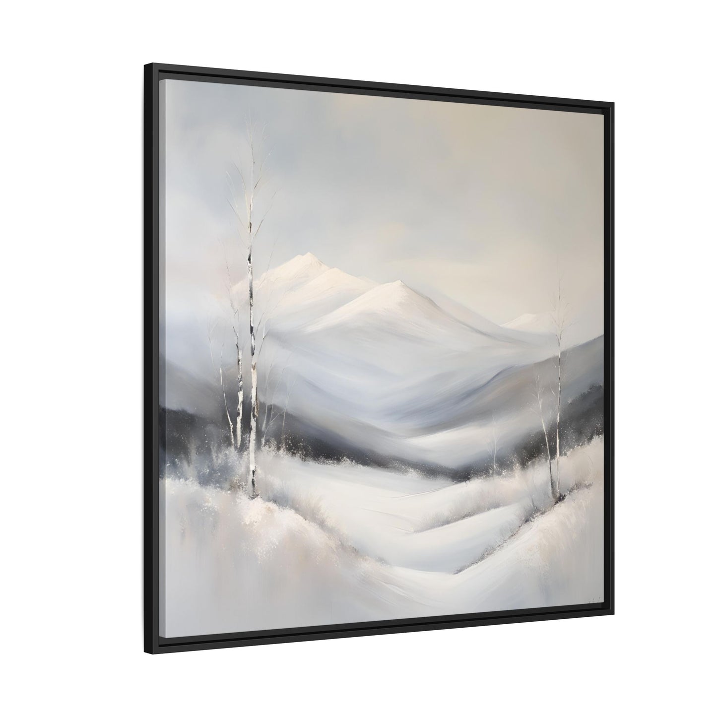 Modern Abstract Mountain Design Unique Framed Canvas Wall Art Snowy Gift Nature Lover Gift 3 frame colors