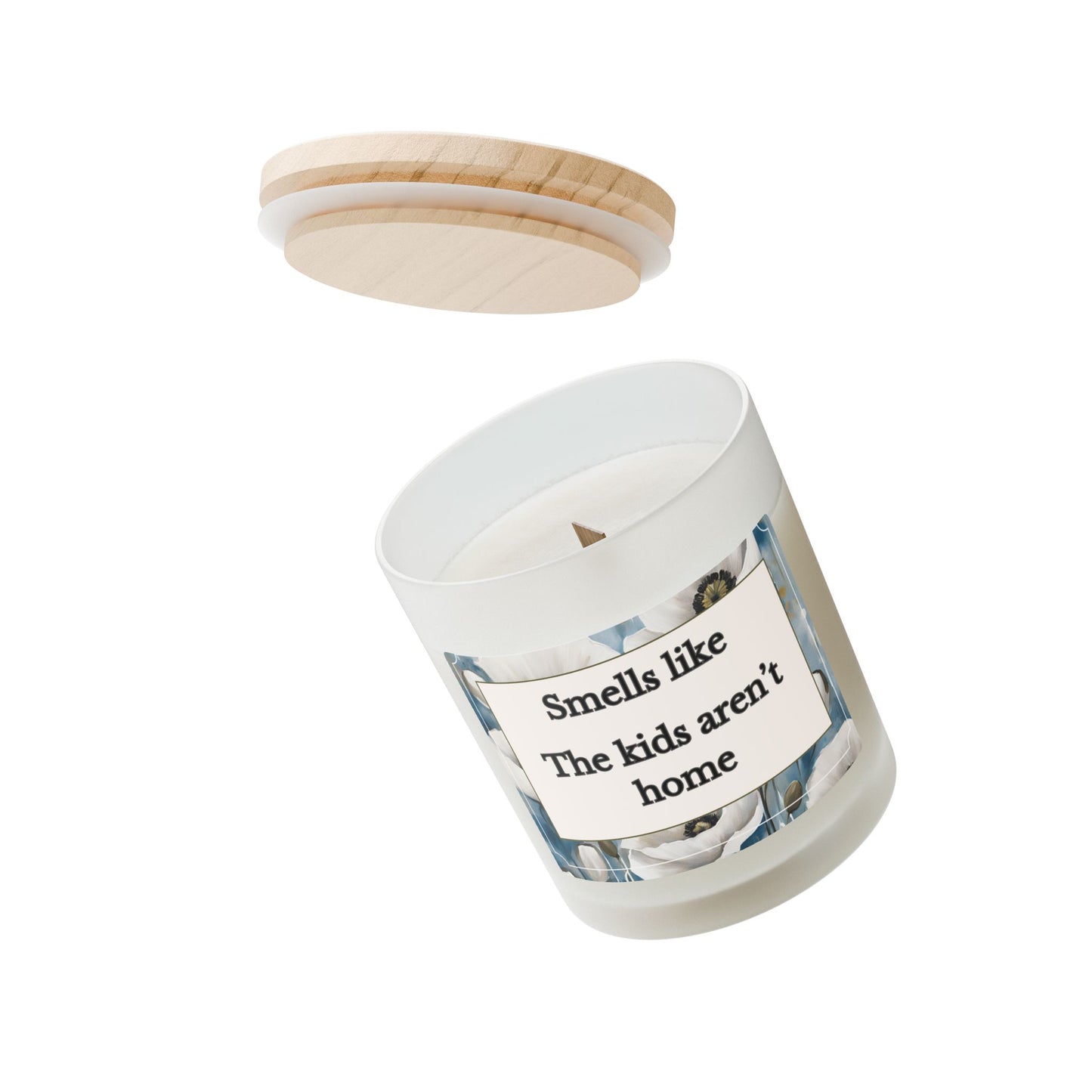 Artisanal Coconut Soy Frosted Glass Candle with Wooden Wick and Raw Maple Lid 11 oz Hand Poured Funny Parents Candle 50 hrs burn time