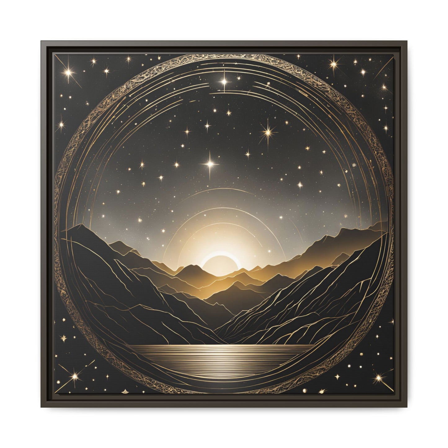 Boho Celestial Design Unique Framed Canvas Wall Art Sun and Stars Astrological Gift Nature Lover Gift Astronomy Gift 3 frame color choices