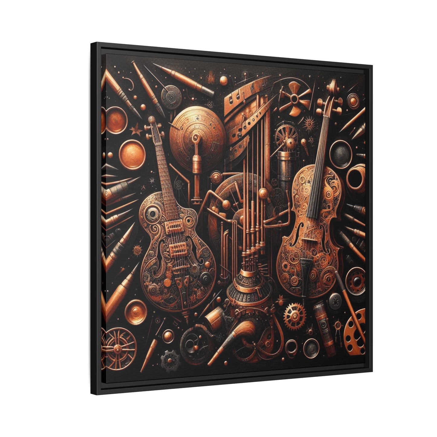 Modern Music-Themed Print Abstract Design Unique Framed Canvas Print Steampunk Wall Art Music Lover Gift Decor 3 frame colors