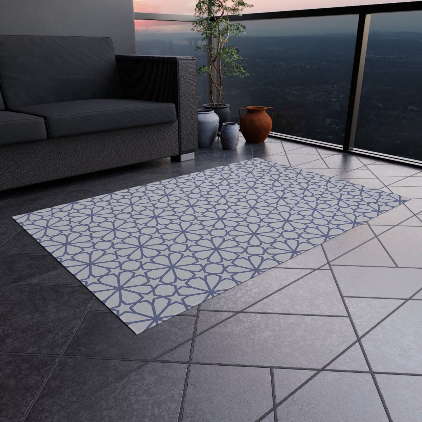 Chenille Outdoor Rug with No-Skid Backing Cozy Outdoor Carpet Grey Patio Decor Gazebo Rug Pool Area Decor Outdoor Kitchen Carpet