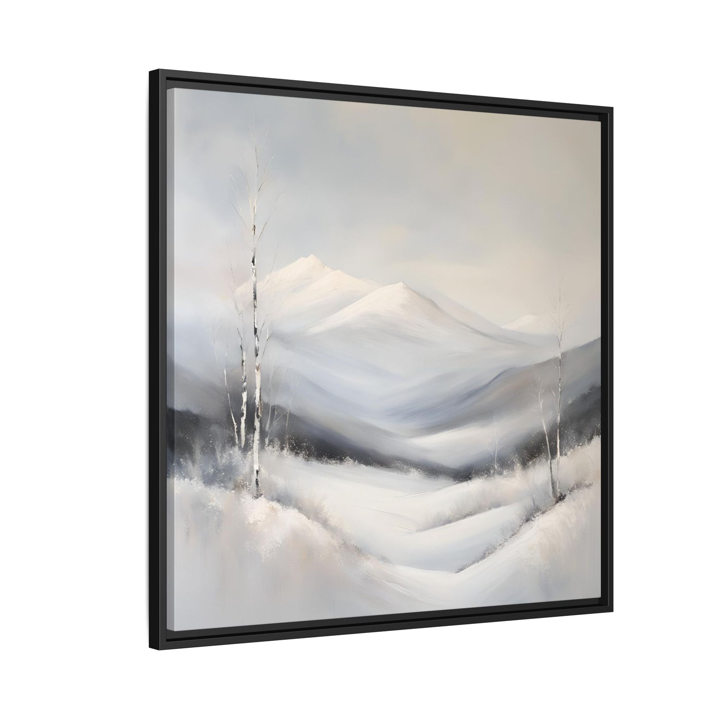 Modern Abstract Mountain Design Unique Framed Canvas Wall Art Snowy Gift Nature Lover Gift 3 frame colors