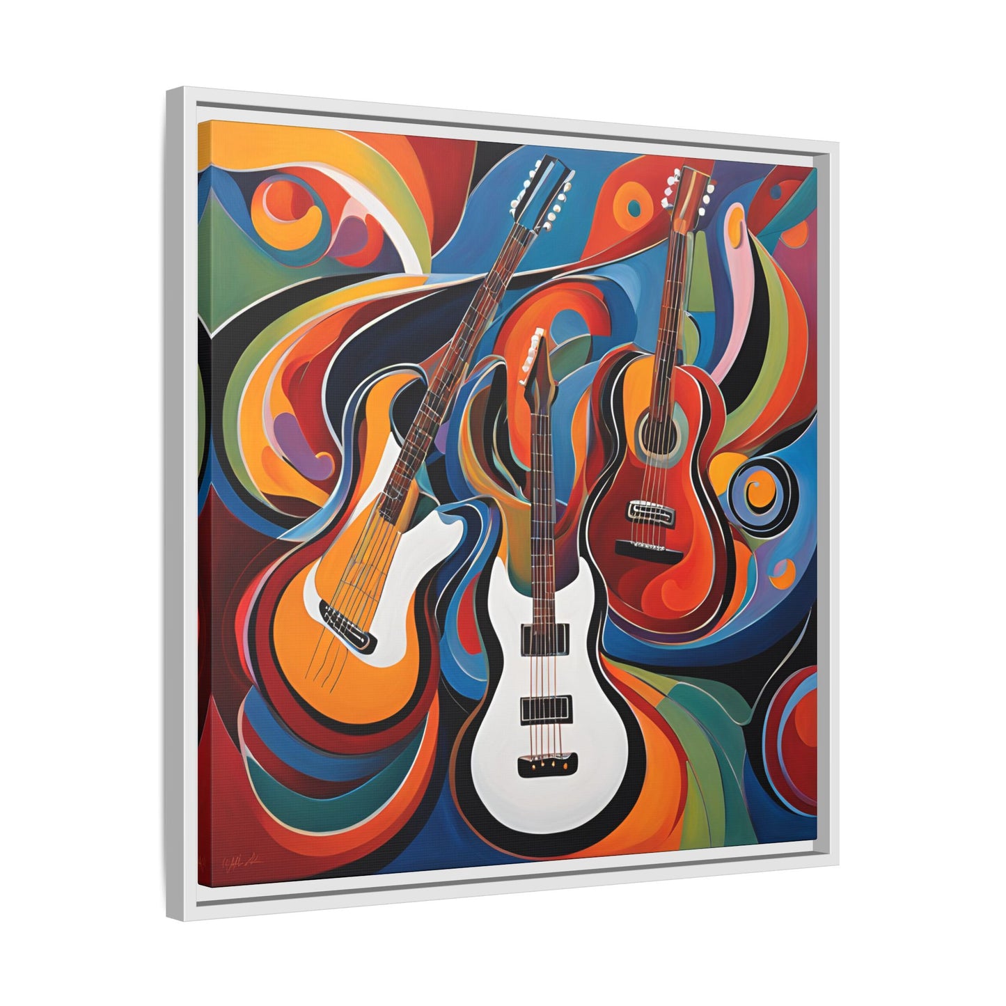 Modern Music-Themed Print Abstract Design Unique Framed Canvas Print Guitar Wall Art Music Lover Gift Decor 3 frame colors