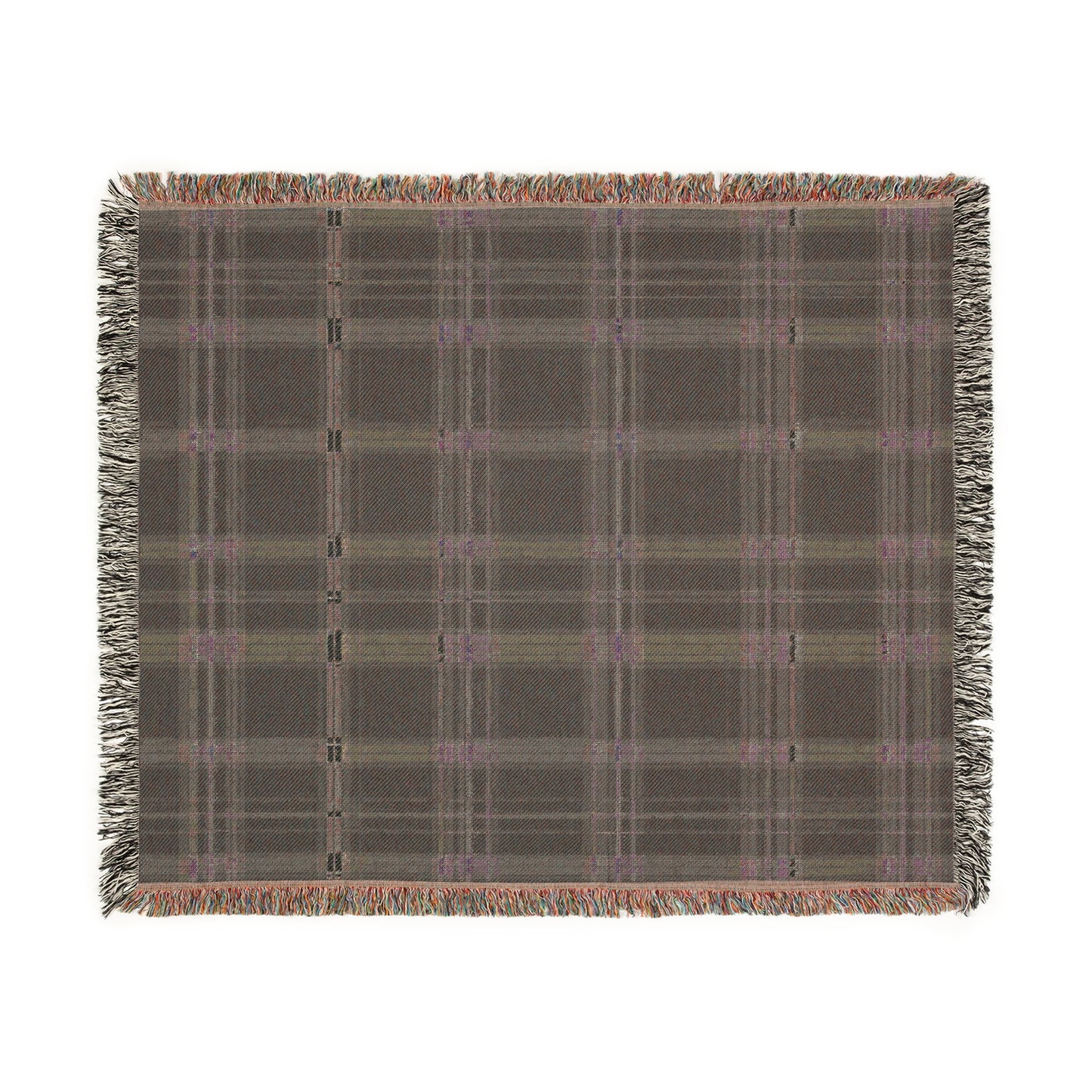 Tartan Plaid Design Cozy Reading Throw for Book Lovers Cotton Woven Fringed Picnic Blanket Wall Art