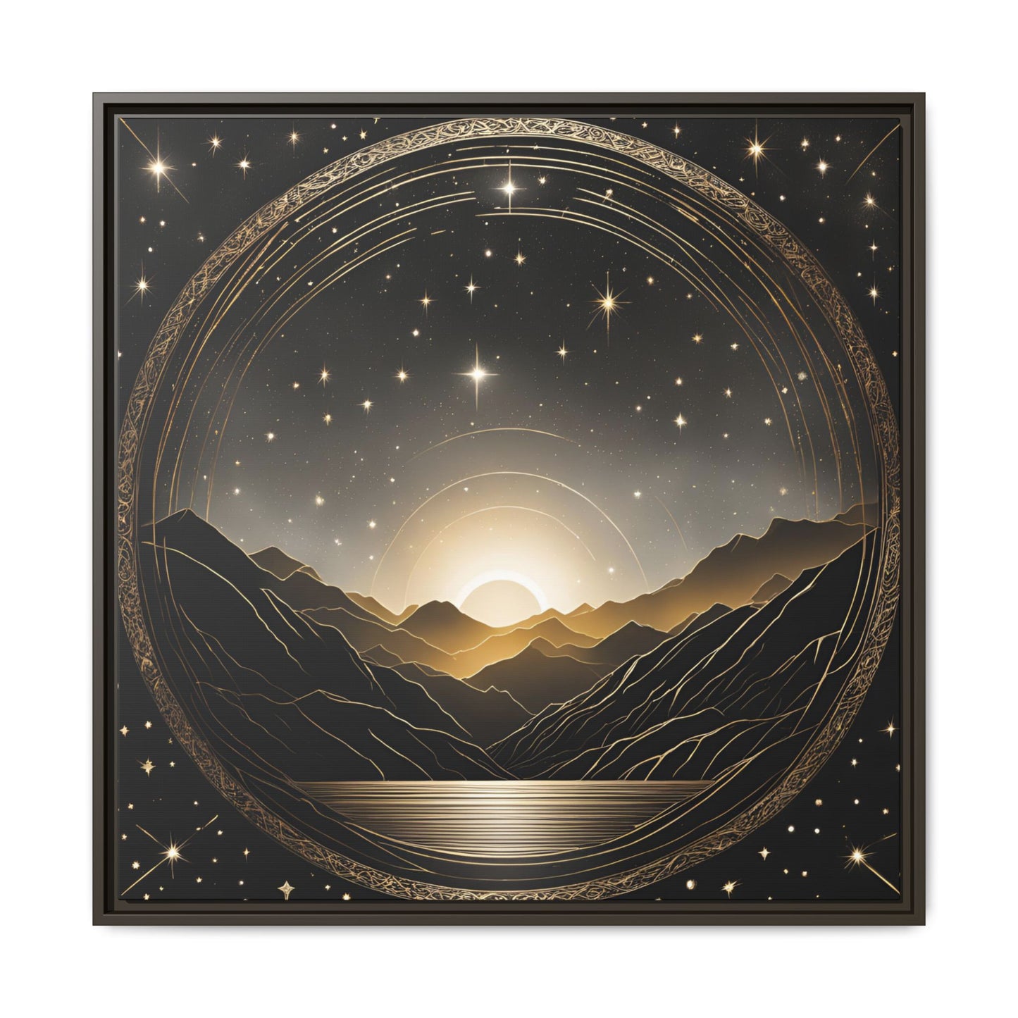 Boho Celestial Design Unique Framed Canvas Wall Art Sun and Stars Astrological Gift Nature Lover Gift Astronomy Gift 3 frame color choices