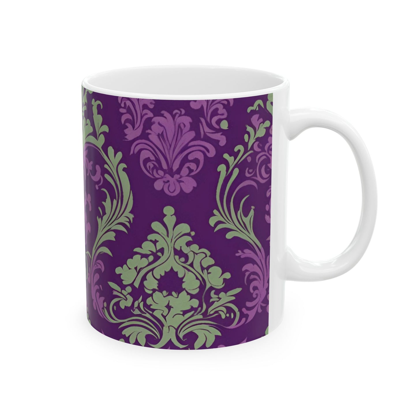 Elegant Damask Pattern Ceramic Mug Vintage Royal Purple Mug