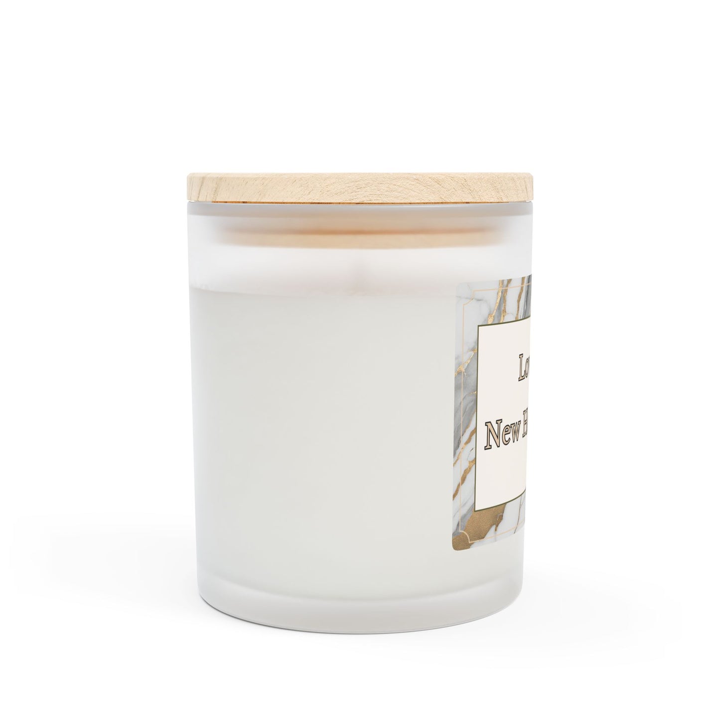 Artisanal Coconut Soy Frosted Glass Candle with Wooden Wick and Raw Maple Lid 11 oz Hand Poured Candle for New Home Owner 50 hrs burn time