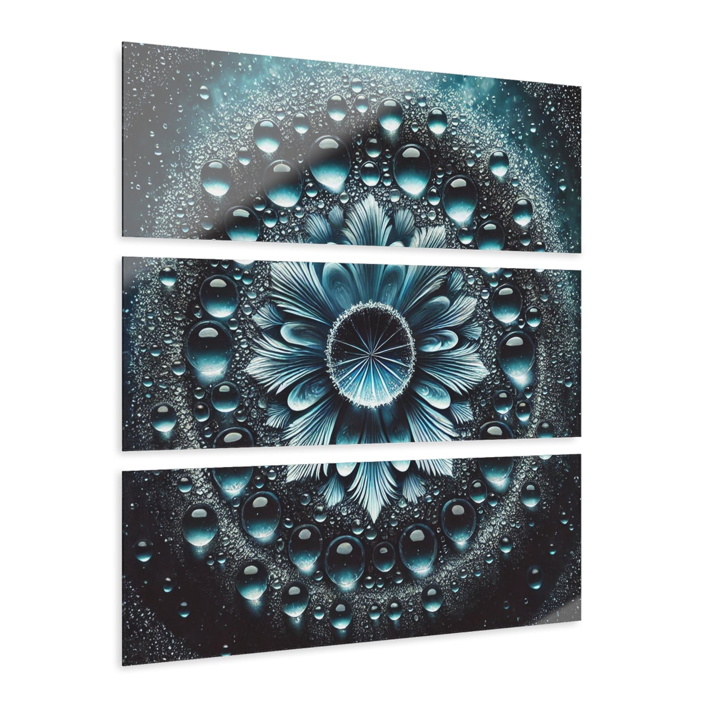 Water Droplet Modern Design Triptych 3-Panel Acrylic Print Wall Art Unique Water Themed Interior Acrylic Decor