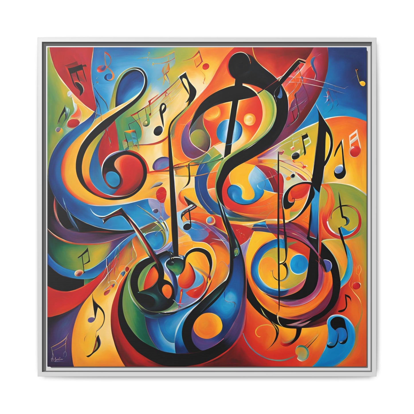 Modern Music-Themed Print Abstract Design Unique Framed Canvas Print Treble Clef Note Wall Art Music Lover Gift Decor 3 frame colors