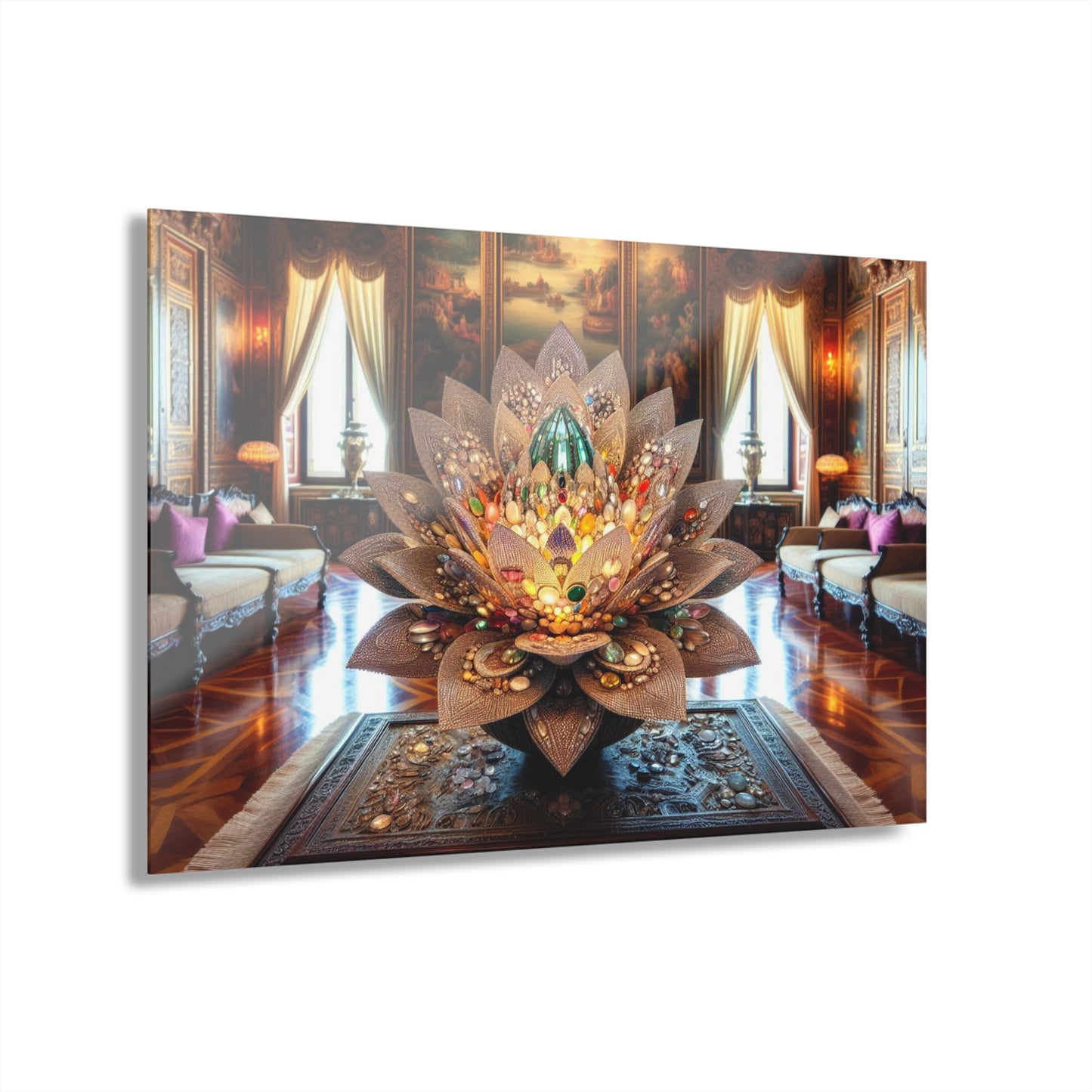 Large Lotus Blossom Floral Design Acrylic Print with French Cleat Nature Lover Wall Art Flower Lover Gift Artwork Modern Garden Home Decor