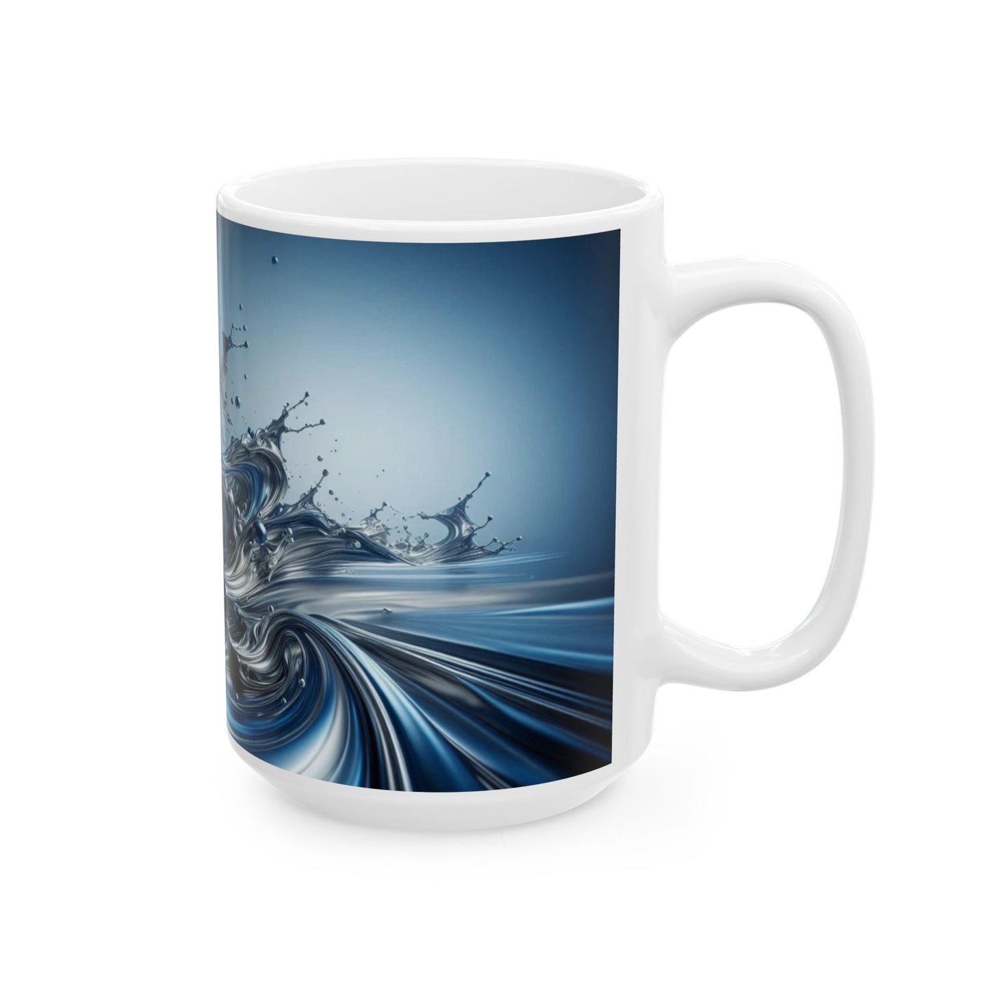 Ceramic Coffee Mug Modern Liquid Metal Wave Design Mug Tea Cup Oceanic Swirl Design Salt Life Surfer Ceramic Mug