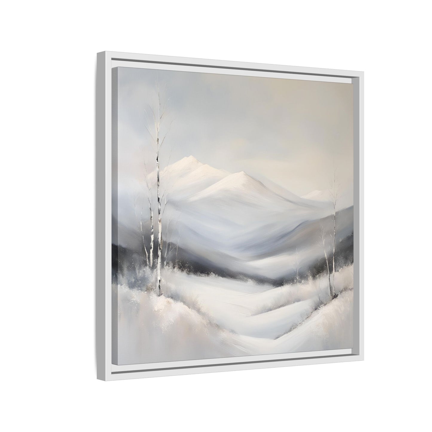 Modern Abstract Mountain Design Unique Framed Canvas Wall Art Snowy Gift Nature Lover Gift 3 frame colors